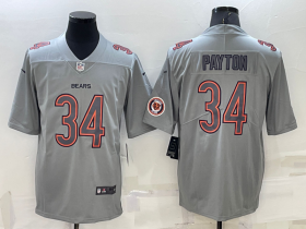 Wholesale Men\'s Chicago Bears #34 Walter Payton LOGO Grey Atmosphere Fashion 2022 Vapor Untouchable Stitched Limited Jersey