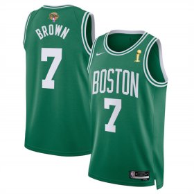 Wholesale Cheap Men\'s Boston Celtics #7 Jaylen Brown Green 2024 Finals Champions Icon Edition Stitched Basketball Jersey