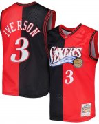 Wholesale Cheap Men's Philadelphia 76ers #3 Allen Iverson 2000-01 Black Red Hardwood Classics Jersey