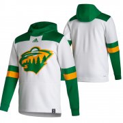 Wholesale Cheap Minnesota Wild Blank Adidas Reverse Retro Pullover Hoodie White