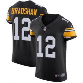 Wholesale Cheap Nike Steelers #12 Terry Bradshaw Black Alternate Men\'s Stitched NFL Vapor Untouchable Elite Jersey