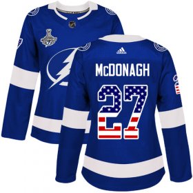 Cheap Adidas Lightning #27 Ryan McDonagh Blue Home Authentic USA Flag Women\'s 2020 Stanley Cup Champions Stitched NHL Jersey