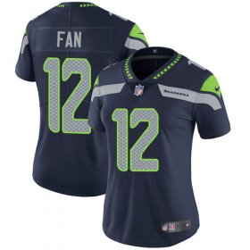 Wholesale Cheap Nike Seahawks #12 Fan Steel Blue Team Color Women\'s Stitched NFL Vapor Untouchable Limited Jersey