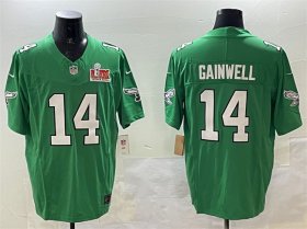 Men\'s Philadelphia Eagles #14 Kenneth Gainwell Green 2025 Super Bowl LIX Patch F.U.S.E. Throwback Vapor Untouchable Limited Stitched Football Jersey