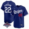 Cheap Men's Los Angeles Dodgers #22 Clayton Kershaw Royal 2024 World Series Champions Alternate Limited Stitched Baseball Jersey