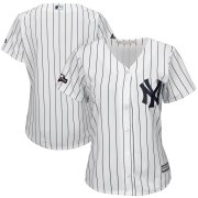 Wholesale Cheap New York Yankees Majestic Women's 2019 Postseason Official Cool Base Player Jersey White Navy