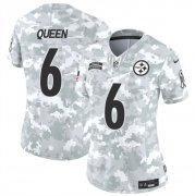 Cheap Women's Pittsburgh Steelers #6 Patrick Queen 2024 F.U.S.E Arctic Camo Salute To Service Limited Stitched Football Jersey(Run Small)