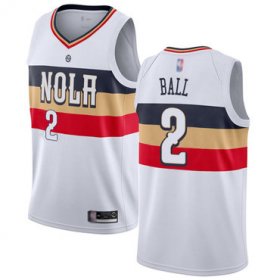 Wholesale Cheap Pelicans #2 Lonzo Ball White Basketball Swingman Earned Edition Jersey