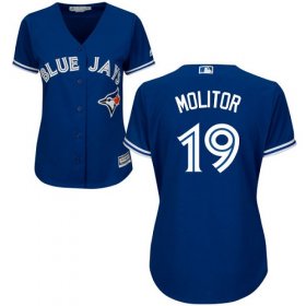 Wholesale Cheap Blue Jays #19 Paul Molitor Blue Alternate Women\'s Stitched MLB Jersey