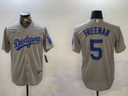 Cheap Men's Los Angeles Dodgers #5 Freddie Freeman Grey Cool Base Jersey