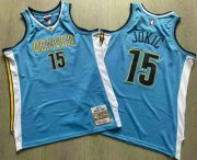 Wholesale Cheap Men's Denver Nuggets #15 Nikola Jokic Blue Hardwood Classics Soul AU Stitched Throwback Jersey