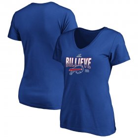 Wholesale Cheap Buffalo Bills Women\'s 2019 NFL Playoffs Bound Hometown Checkdown V-Neck T-Shirt Royal