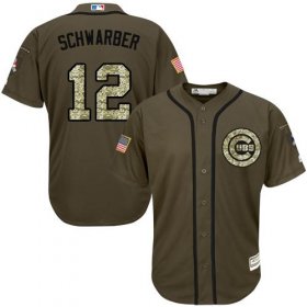 Wholesale Cheap Cubs #12 Kyle Schwarber Green Salute to Service Stitched MLB Jersey