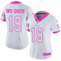 Wholesale Cheap Nike Steelers #19 JuJu Smith-Schuster White/Pink Women's Stitched NFL Limited Rush Fashion Jersey