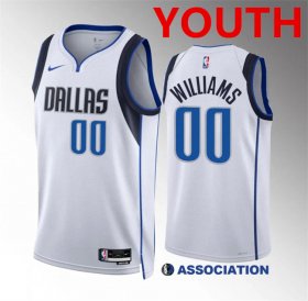 Cheap Youth Dallas Mavericks #00 Brandon Williams White Association Edition Stitched Basketball Jersey