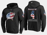 Wholesale Cheap Blue Jackets #4 Scott Harrington NHL Banner Wave Usa Flag Black Hoodie