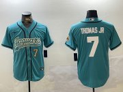 Cheap Men's Jacksonville Jaguars #7 Brian Thomas Jr Teal With Patch Cool Base Stitched Baseball Jerseys