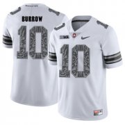 Wholesale Cheap Ohio State Buckeyes 10 Joe Burrow White Shadow College Football Jersey