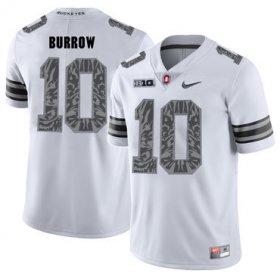 Wholesale Cheap Ohio State Buckeyes 10 Joe Burrow White Shadow College Football Jersey