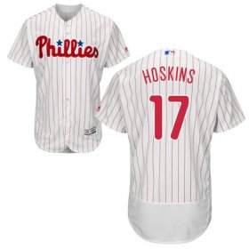 Wholesale Cheap Phillies #17 Rhys Hoskins White(Red Strip) Flexbase Authentic Collection Stitched MLB Jersey