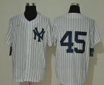 Wholesale Cheap Men's New York Yankees #45 Gerrit Cole No Name White Throwback Stitched MLB Cool Base Nike Jersey