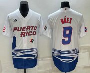 Cheap Men's Puerto Rico Baseball #9 Javier Baez White 2023 World Baseball Classic Stitched Jerseys