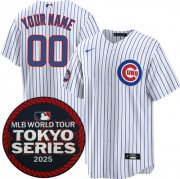 Cheap Men's Chicago Cubs Active Player Custom White 2025 World Tour Tokyo Series Home Stitched Baseball Jersey