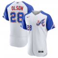 Cheap Men's Atlanta Braves #28 Matt Olson White 2023 City Connect Flex Base Stitched Jersey