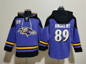 Wholesale Cheap Men\'s Baltimore Ravens #89 Mark Andrews Ageless Must-Have Lace-Up Pullover Hoodie