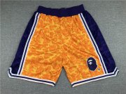 Wholesale Cheap Men's Los Angeles Lakers Mitchell & Ness x BAPE Yellow 1996-97 Hardwood Classics Shorts