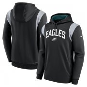 Wholesale Cheap Mens Philadelphia Eagles Black Sideline Stack Performance Pullover Hoodie