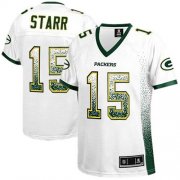 Wholesale Cheap Nike Packers #15 Bart Starr White Women's Stitched NFL Elite Drift Fashion Jersey