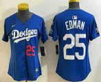 Cheap Women's Los Angeles Dodgers #25 Tommy Edman Number Blue 2024 World Series With Fernando 34 Fashion Limited Stitched Jerseys