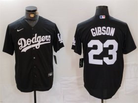 Men\'s Los Angeles Dodgers #23 Kirk Gibson Black Cool Base Stitched Baseball Jersey