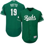 Wholesale Cheap Cincinnati Reds #19 Joey Votto Majestic St. Patrick's Day Flex Base Authentic Collection Celtic Player Jersey Green