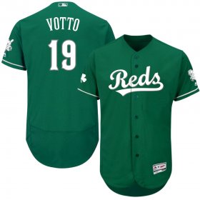 Wholesale Cheap Cincinnati Reds #19 Joey Votto Majestic St. Patrick\'s Day Flex Base Authentic Collection Celtic Player Jersey Green