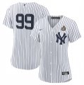 Cheap Women's New York Yankees #99 Aaron Judge White 2024 World Series Cool Base Stitched Baseball Jersey(Run Small)