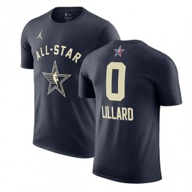 Cheap Men\'s 2024 All-Star #0 Damian Lillard Navy T-Shirt