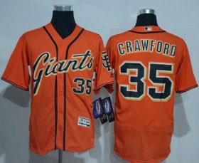 Wholesale Cheap Giants #35 Brandon Crawford Orange Flexbase Authentic Collection Stitched MLB Jersey