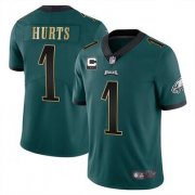 Cheap Men's Philadelphia Eagles #1 Jalen Hurts Green Golden 2-star C Patch Vapor Untouchable Limited Stitched Jersey