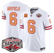 Cheap Men's Tampa Bay Buccaneers #6 Baker Mayfield White F.U.S.E. 2024 NFC South Champions With 4-Star C Patch Limited Stitched Jersey