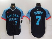 Men's Philadelphia Phillies #7 Trea Turner Number Navy 2024 All Star Limited Stitched Jersey