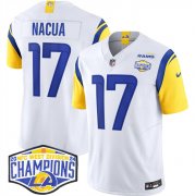 Cheap Men's Los Angeles Rams #17 Puka Nacua White 2024 NFC West Champions F.U.S.E. Vapor Untouchable Stitched Football Jersey