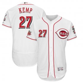 Wholesale Cheap Men\'s Reds #27 Matt Kemp Majestic White 150th Anniversary Home Authentic Collection Flex Base Player Jersey