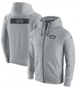 Wholesale Cheap Men's New York Jets Nike Ash Gridiron Gray 2.0 Full-Zip Hoodie