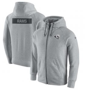 Wholesale Cheap Men\'s Los Angeles Rams Nike Ash Gridiron Gray 2.0 Full-Zip Hoodie