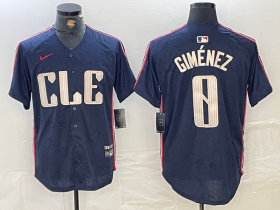 Cheap Men\'s Cleveland Guardians #0 Andres Gimenez Navy 2024 City Connect Limited Stitched Jersey