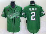 Wholesale Cheap Men's Philadelphia Eagles #2 Darius Slay JR Green C Patch Cool Base Stitched Baseball Jersey