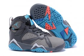 Wholesale Cheap Kids\' Air Jordan 7 Retro Shoes Gray/blue-orange