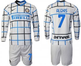 Wholesale Cheap Men 2020-2021 club Inter milan away long sleeve 7 white Soccer Jerseys